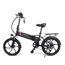 Charger l'image dans la galerie, SAMEBIKE 20LVXD30 de 20 pouces, batterie 10 Ah, Shimano 7 vitesses, moteur 350 W, vitesse maximale 35 km/h, éclairage avant LED en alliage d'aluminium, hauteurs réglables - Blanc ou noir