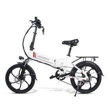 Charger l'image dans la galerie, SAMEBIKE 20LVXD30 de 20 pouces, batterie 10 Ah, Shimano 7 vitesses, moteur 350 W, vitesse maximale 35 km/h, éclairage avant LED en alliage d'aluminium, hauteurs réglables - Blanc ou noir