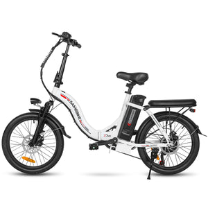 Vélo électrique pliable SAMEBIKE CY20, roue à rayons 20 x 2,35 pouces, moteur 350 W, batterie 36 V 12 Ah, vitesse maximale 32 km/h, autonomie maximale 80 km, double suspension, freins à disque mécaniques, Shimano 7 vitesses, écran LCD