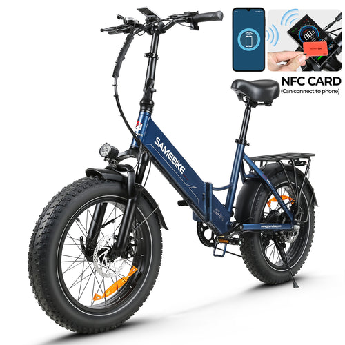 Vélo électrique pliable SAMEBIKE LOTDM200-II, moteur 750 W, batterie amovible 48 V 13 Ah, gros pneu 20 x 4,0 pouces, vitesse maximale 40 km/h, autonomie 80 km, système de suspension double, freins à disque mécaniques