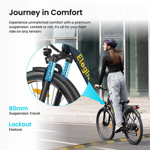 Vélo électrique Eleglide T2, moteur de 250 W, batterie 36V 13Ah, 27,5 * 2,1 pouces de pneu, vitesse maximale de 25 km / h, plage maximale de 100 km, freins à disque hydraulique, fourche de suspension avec lock-out