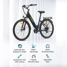 Charger l&#39;image dans la galerie, Vélo électrique Eleglide T2, moteur de 250 W, batterie 36V 13Ah, 27,5 * 2,1 pouces de pneu, vitesse maximale de 25 km / h, plage maximale de 100 km, freins à disque hydraulique, fourche de suspension avec lock-out