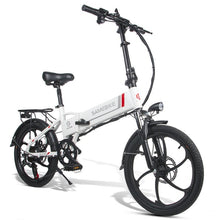 Laden Sie das Bild in den Galerie-Viewer, SAMEBIKE 20LVXD30 de 20 pouces, batterie 10 Ah, Shimano 7 vitesses, moteur 350 W, vitesse maximale 35 km/h, éclairage avant LED en alliage d&#39;aluminium, hauteurs réglables - Blanc ou noir - Kukirin Officiel