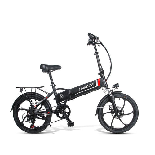 SAMEBIKE 20LVXD30 de 20 pouces, batterie 10 Ah, Shimano 7 vitesses, moteur 350 W, vitesse maximale 35 km/h, éclairage avant LED en alliage d'aluminium, hauteurs réglables - Blanc ou noir - Kukirin Officiel