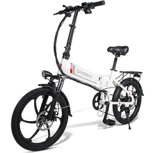Laden Sie das Bild in den Galerie-Viewer, SAMEBIKE 20LVXD30 de 20 pouces, batterie 10 Ah, Shimano 7 vitesses, moteur 350 W, vitesse maximale 35 km/h, éclairage avant LED en alliage d&#39;aluminium, hauteurs réglables - Blanc ou noir - Kukirin Officiel