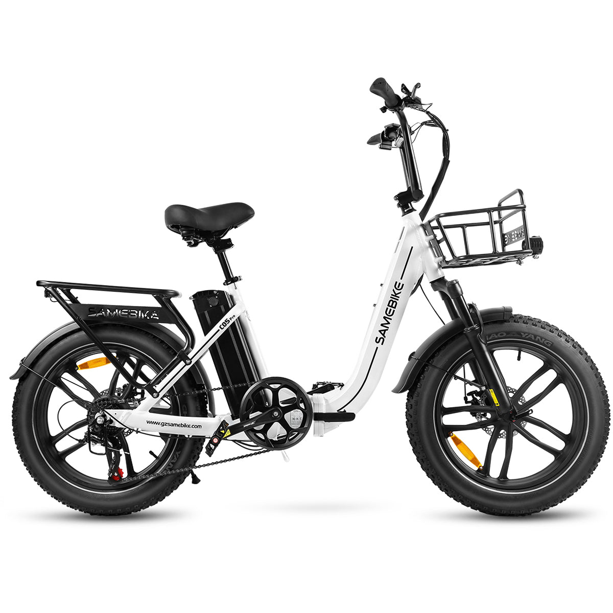 Vélo électrique SAMEBIKE C05 Pro, moteur 500 W, batterie 36 V 13 Ah, pneus 20 x 4 pouces, vitesse maximale 35 km/h, autonomie maximale 70 km, freins à disque mécaniques, Shimano 7 vitesses - Kukirin Officiel