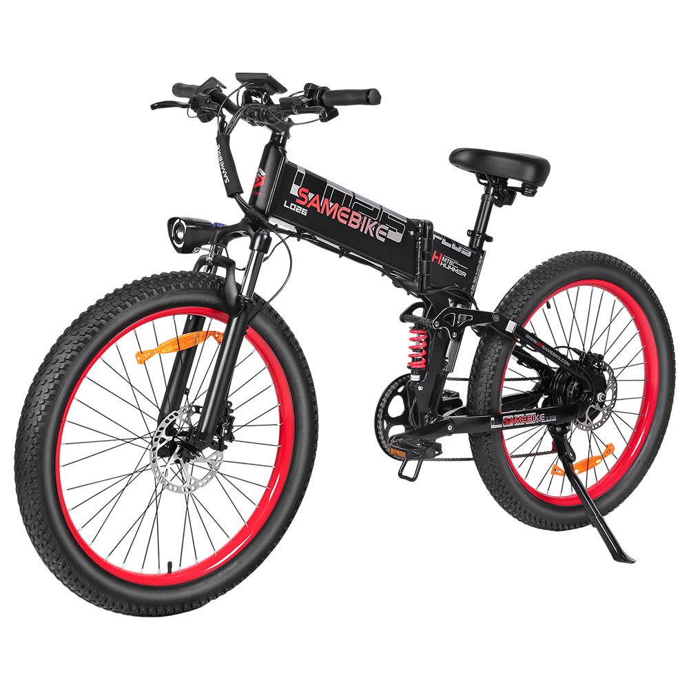 Vélo électrique Samebike LO26 - Plus, moteur 1000 W, batterie 48 V 15 Ah, pneus 26 pouces, vitesse maximale 45 km/h, autonomie 100 km, freins à disque hydrauliques, double suspension réglable, Shimano 7 vitesses - Noir - Kukirin Officiel