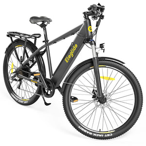 Eleglide T1 Step-Over, Electric Trekking Bike, 27.5 inch Tires, 36V 13Ah + 13Ah Dual Batteries, 250W Motor, Shimano 7 Speed, Max Speed ​​25km/h, Max Range 100km, IPX4 Waterproof, Dual Disc Brake - Black