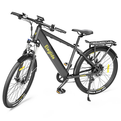 Eleglide T1 Step-Over, Electric Trekking Bike, 27.5 inch Tires, 36V 13Ah + 13Ah Dual Batteries, 250W Motor, Shimano 7 Speed, Max Speed ​​25km/h, Max Range 100km, IPX4 Waterproof, Dual Disc Brake - Black