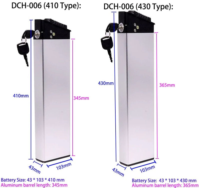 Lo26 Samebike battery 410mm and 430mm