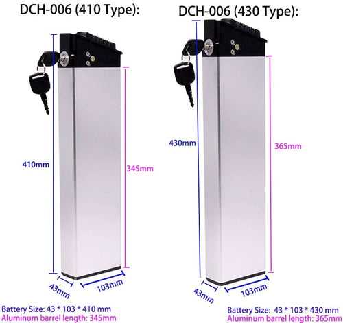Lo26 Samebike battery 410mm and 430mm