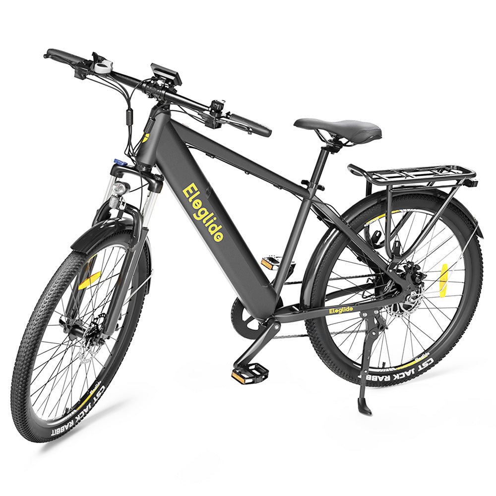 Eleglide T1 Step - Over, Vélo de randonnée électrique, pneus de 27,5 pouces, batteries doubles 36 V 13 Ah + 13 Ah, moteur 250 W, Shimano 7 vitesses, vitesse maximale 25 km/h, portée maximale 100 km, étanchéité IPX4, frein à double disque - Noir - Kukirin Officiel